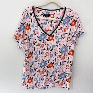 Kate Spade Womens PJ Night Pajama Top Shirt Size L Floral Stretch Feminine